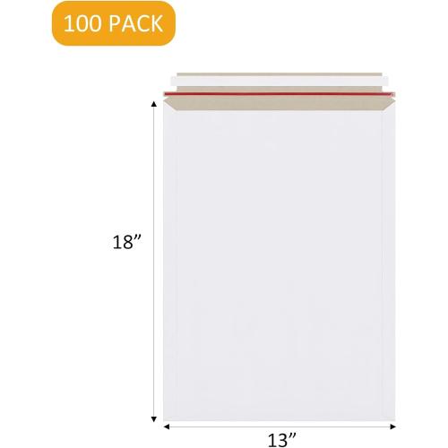 340 Pack 13x18 inch Large Rigid Mailer Self Seal Photo Document Mailers, Stay Flat White Cardboard Envelopes White Photography Mailers for CD, Photos, Document