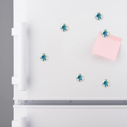 Set of 2 Turtles and sunflowers Round Refrigerator Magnets Glass Fridge Magnets Decoration for Fridge Office Calendar Whiteboard Photo Cabinet 6 Pcs - Retro Turtle