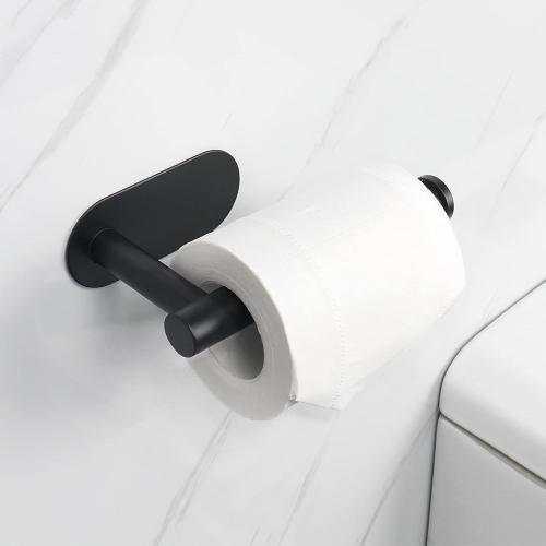 NearMoon Toilet Paper Holder Self Adhesive, Premium Thicken SUS304 Stainless Steel Rustproof Adhesive Toilet Roll Holder no Drilling for Bathroom, Kitchen, Washroom (1 Pack, Matte Black)