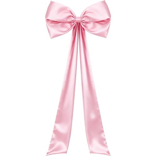 27 x 122 Giant Pink Bow for Coquette Birthday Decorations - Satin Bow with Long Streamers for Christmas Tree Topper Room Decor