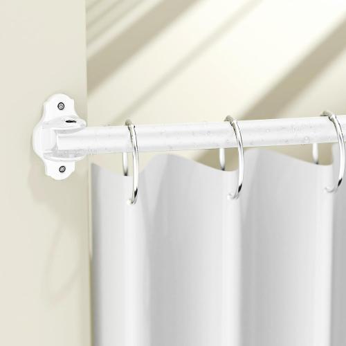 Curved Shower Curtain Rod, Adjustable 40-72 inches Extra Wide Curved Shower Rods for Bathroom, Rust proof Shower Rod, Stainless Steel Curved Curtain Rod for Shower, Bathtub, White