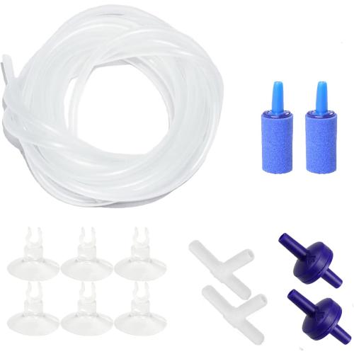 AQUANEAT 14Feet Aquarium Airline Tubing, Standard 3/16 Tubing, Air Pump Accessories,with Air Stones, Check Valves, Suction Cups and Connectors (Clear)