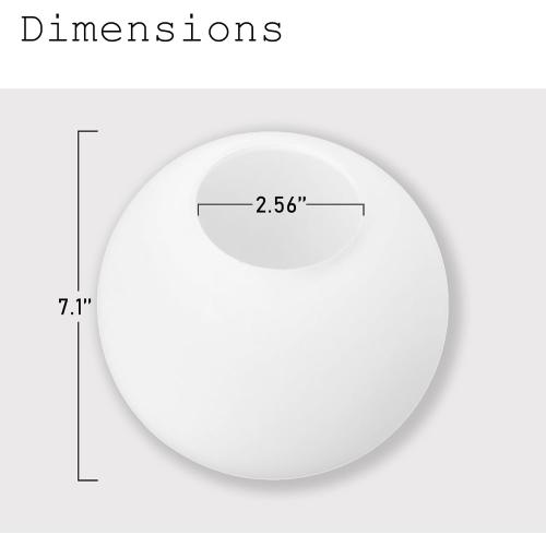 7.1 Inch Frosted White Glass Globe Lamp Shade with 2.56 Smooth Opening (No Lip) Milk Glass Ball Lampshade Cover Opal Sphere Shade Chandelier Light Fixture for Wall Sconce Pendant Light Table Lamp