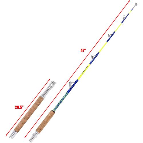 Fiblink Saltwater Offshore Trolling Rod, 1/2 Piece Big Game Conventional Boat Fishing Pole (5’, 5’6”, 6’)