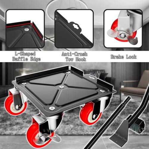 1,500 lb Capacity Furniture Dolly Set, 5.3-Inch Platforms, Red