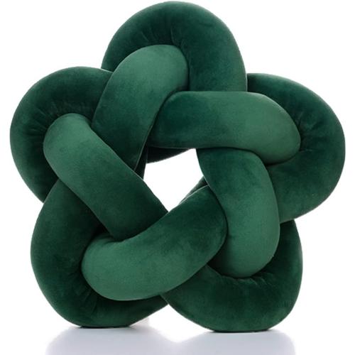 Knot Plush Throw Pillow Kids Handmade Knotted Star Pillow Soft Sofa Lumbar Cushion Stuffed Cushion Home Office Children Room Decor, Emerald Green