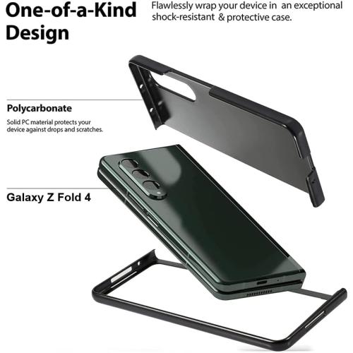Case for Samsung Galaxy Z Fold 4, Ultra-Thin Full Body Protective Cover with Built-in Screen Protector, Hard PC Anti-Scratch Shockproof Phone Case, Black
