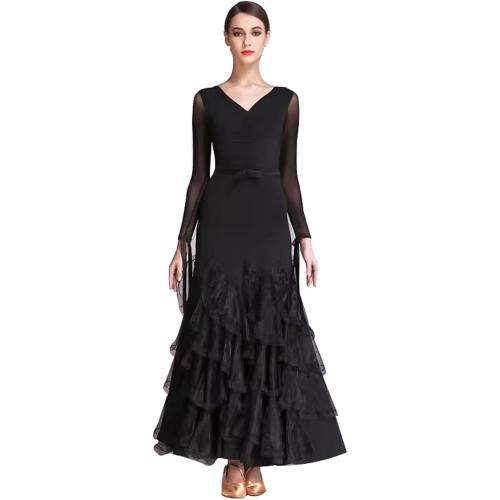 Size XL Color Black Dance and Sway waltz Dance Performance Dresses Breathable Tango Ballroom Competition Dancewear Foxtrot Flamenco Dance Clothes