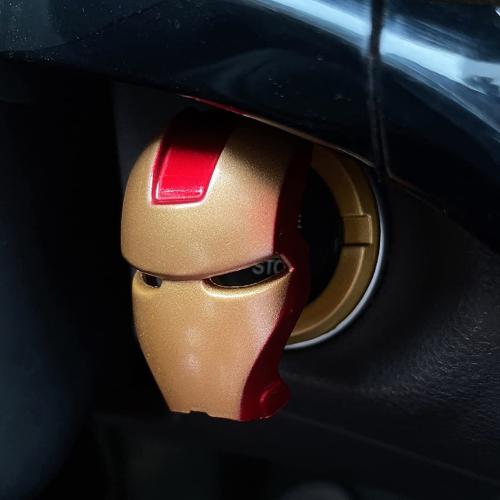 Push Start Button Cover with Pre-Pasted Tape,Zinc Alloy Metal,Great Iron Man Gifts for Men (Golden red)
