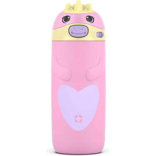 Ello Ellies 12oz Vacuum Insulated Stainless Steel Kids Water Bottle with Straw and Built-in Carrying Handle and Leak-Proof Locking Lid for School Backpack, Lunchbox and Outdoor Sports, Unicorn