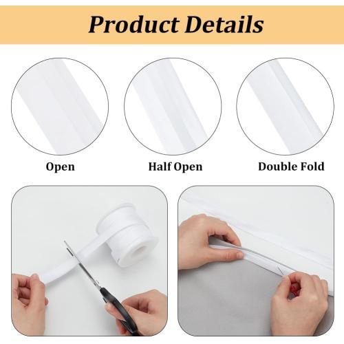 BENECREAT 13.5 Yard Satin Bias Tape, 5/8 inch Double Fold Satin Binding Bias Ribbon for Sewing, Decoration, Upholstery, Furniture, Piping and Garments, White