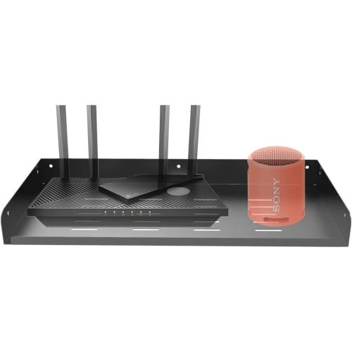 JINGCHENGMEI Metal Floating Wall Mounted Shelf Bracket for AV, TV Accessories, WiFi Router, TV Box, Cable Boxes, DVD Player, Games Consoles or Other Small Projectors (16.6 inches Width)