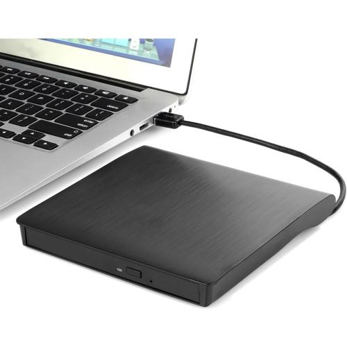 intendvision External CD DVD Drive USB 3.0 Portable Fits for DVD-R DVD-RW DVD R DVD RW DVD-ROM Super Speed Data Transfer Black for PC Laptop Computer Windows 11/10/8/7