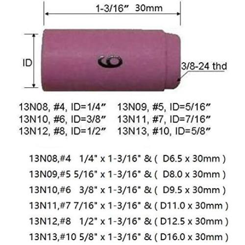 RIVERWELD TIG Alumina Nozzle Ceramic Cups 13N10 6# 3/8 9.5mm Orifice Fit PTA DB SR WP 9 17 18 20 25 26 TIG Welding Torch Accessories Pack of 10