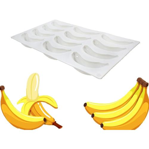 Silicone Mold Baking Pan Non-Stick Baking Pastry Chocolate Cake Dessert DIY Decoration Tools (Banana R_11.8x6.8x0.08 inch)