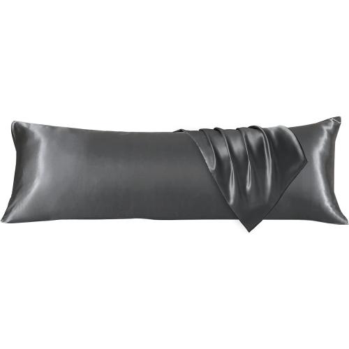 GREY SOFT HUXMEYSON Body Pillow with Satin Pillowcase, Cooling Body Pillow for Adults, Removable Cover, Grey (20x54)