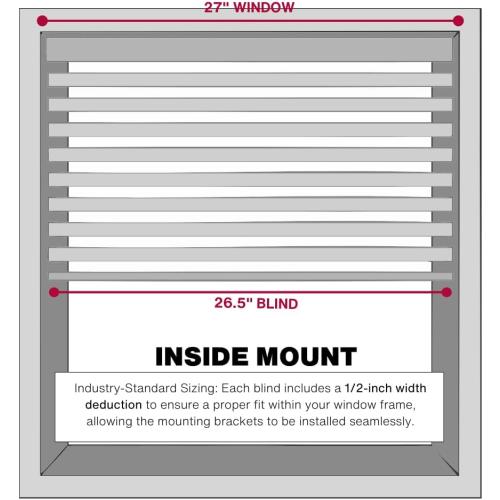 LOTUS & WINDOWARE Cordless Mini Blind, 1 Vinyl Slats, 27 Wide x 36 Long - Alabaster, Window Blinds for Home and Office, Interior Door Blinds - Light Filtering