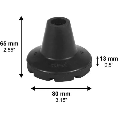 KMINA Crutch Tips 7/8 Inch, All Terrain Cane Tips, Black (2 Units)