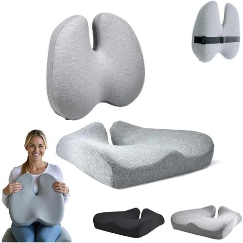 Nordic Comforts Seat & Lumbar Cushion, Happicartus Seat Cushion, Nordicscomforts Orthopedic Lumbar Cushion with Detachable Pillowcase for Office – Hip & Sciatic Comforts, Long-Lasting (White)