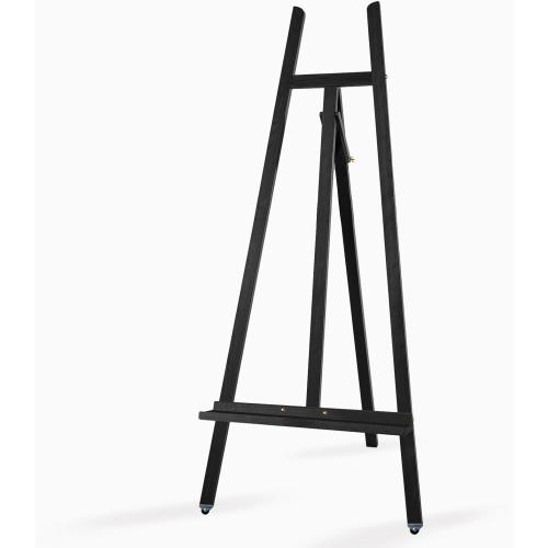 A - Frame Wooden Display Easel - Adjustable Lyre Beechwood Studio Easel Stand Holding Canvas Up to 90, Inclinable Artist Floor Painting Easel for Artwork Painting, Black