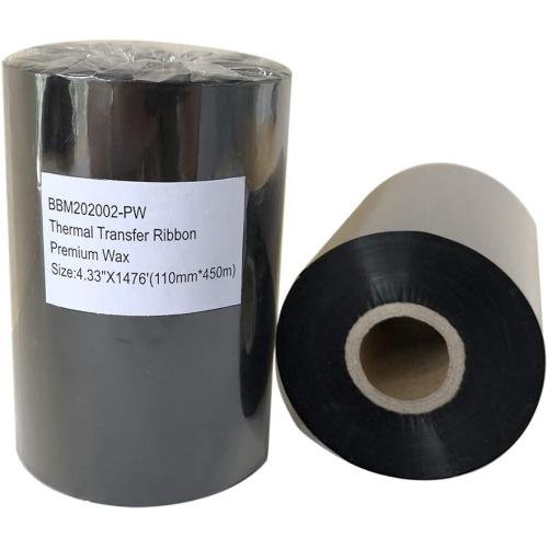 Thermal Transfer Ribbon- Resin Enhanced Wax Printer Ribbon 1” Core Ink Out 4.33 X 1476'(110mm*450m)-1 Roll for Zebra ZT230 ZT410 ZT420 ZT610 GoDex EZ2300 Citizen S700 TSC MF3400