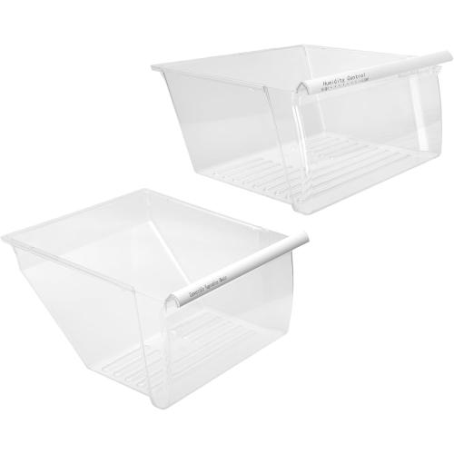 [2 PACK]UPGRADED 2188656 (Upper) Refrigerator Crisper Bin & 2188664 (Lower) Fridge Crisper Drawer Replacement Compatible with Kenmore Whirlpool Refrigerator Drawers Parts with Humidity Control