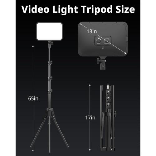 UBeesize 2 Pack LED Video Light Kit, Photography Lighting, 13 Studio Lights with 65 Tripod Stand and Phone Holders, Podcast Lighting for Video Recording,Tiktok,YouTube