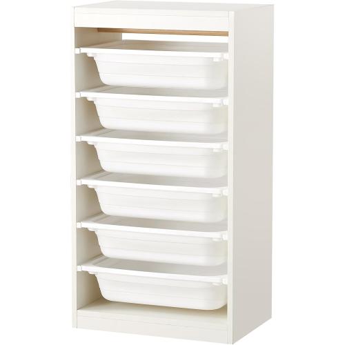 Beright Multipurpose Toy & Book Storage Cabinet with 6 Large Bins, White