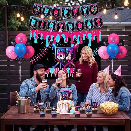 SmoothNovelty 31 Pcs 67 Baseball Ice Cream Drip Birthday Decorations
