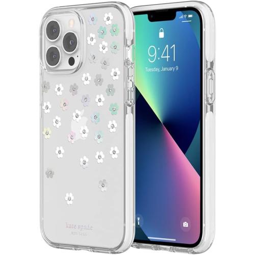 kate spade new york Defensive Hardshell Case for iPhone 13 Pro Max - Shock-Absorbent, Scattered Flowers