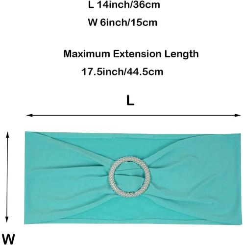Spandex Chair Sashes Bands Stretch Chair Ties Bows with Buckle Slider for Wedding Party Banquet Decoration (Teal)…