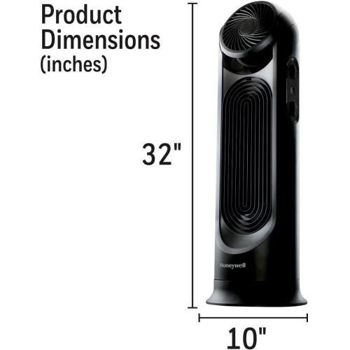 Honeywell TurboForce Tower Fan, 2-in-1 Fan with 6 speeds, quiet operation quality. Stylish Tower Fan for home, room, bedroom or home office - Black, HYF502