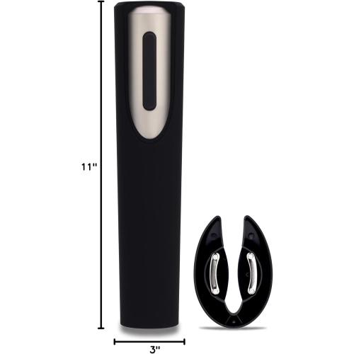 Electric Wine Opener Battery Operated with Stand and Built-in Foil Cutter - Automatic Wine Opener - Electric Corkscrew for Easy Cork Removal - Best Gift for Wine Lover (Black & Silver)