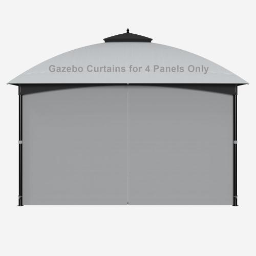 Replacement 10'x10' Gazebo Curtains Waterproof, Universal Privacy Shade Curtains 4-Panels sidewall with Zipper, Outdoor Curtains for Patio, Backyard, Garden-Grey (Only Curtains)