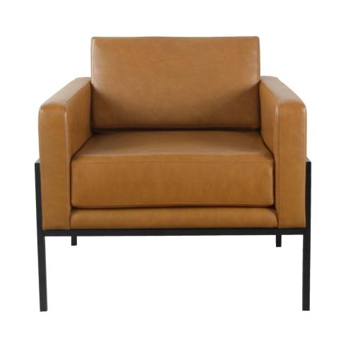 HomePop Modern Metal Frame Accent Chair Home Décor|Accent Chairs for Living Room & Bedroom - Pewter Gray Faux Leather