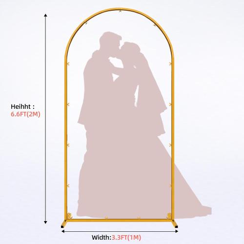 Gold Metal Arch Backdrop Stand, 6.6FT Wedding Arch Stand for Birthday Party Bridal Baby Shower Graduation Ceremony Photo Booth Garden Floral Balloon Arches Decoration