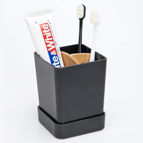 Kids Electric Toothbrush Holders for Bathrooms Toothbrush Organizer Cup and Toothpaste Holder Stand Set Small Toothbrush Caddy Storage Tray Razor Holder with Removable Base(Small Black)