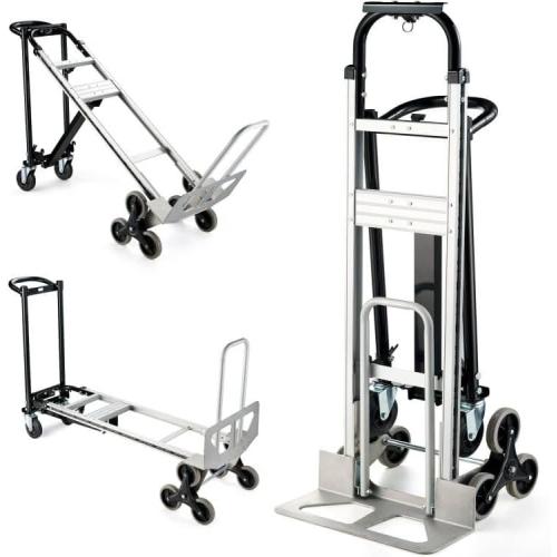 3 in 1 Convertible Hand Truck 1000 LBS Capacity, Industrial Heavy Duty Hand Truck Dolly Cart, Aluminum Stair Climbing Utility Trolley Platform Cart with Wheels for Transport & Moving