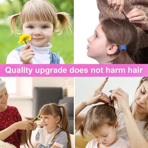 TVINLIK 350 PCS Multicolor Cotton Hair Ties，Soft Seamless Hair Bands | Small Baby Hair Elastics for Kids and Girls, No Crease Finger Ponytail Holders (20 Colors)