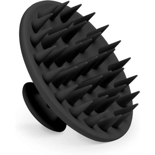 Silicone Scalp Massager Shampoo Brush, Scalp Brush for Hair Growth & Dandruff Removal, Hair Scrubber Scalp Stimulator Exfoliator Brush with Soft Bristles for Wet Dry Scalp Care (Black)