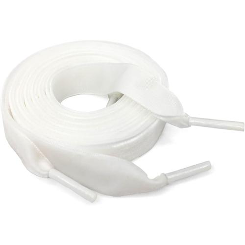 White Flat Wide Velvet Shoelaces: 2 Pairs 1.6CM Single Side Velvet Laces for Women