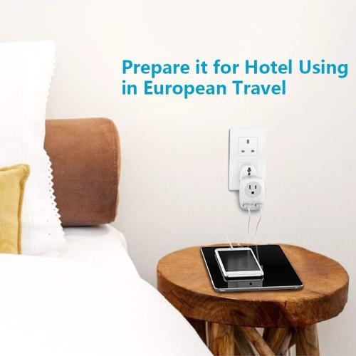 European Travel Plug Adapter, The US to Europe & UK Power Outlet Converter, USA to England Ireland German Italy Spain France Greece Iceland International Electrical Adaptor USB Wall Charger