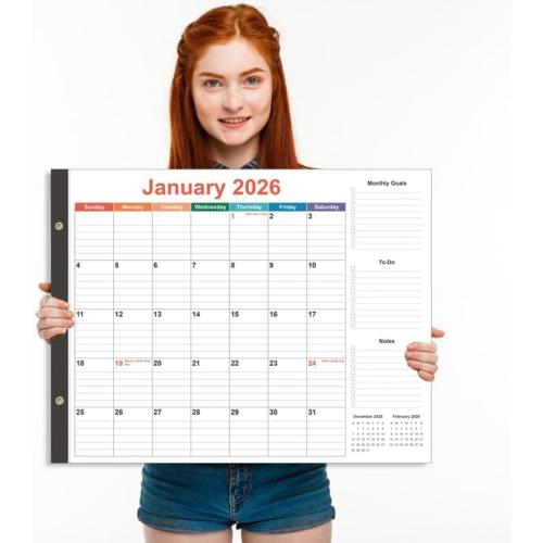 Large Desk Calendar 2026-22 x 17 Desk Calendar from January 2026 - December 2026, Desktop Pad Calendar Perfect for Planning and Organizing In Your Home, School or Office, Colorful