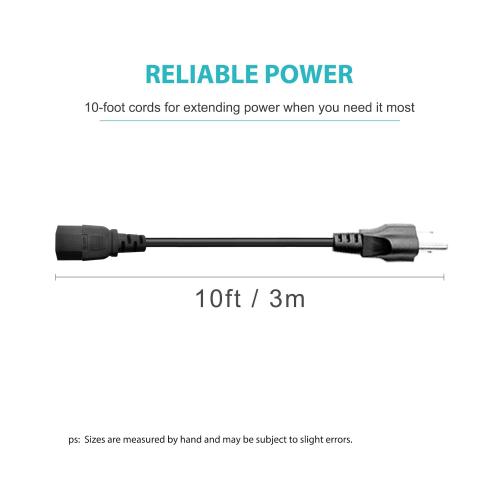 10Ft 3 Prong AC Power Cord TV Universal Treadmills Cable for Computer Monitor, Horizon Fitness Treadmills, Superfit, BowFlex, Sole E35 E55 F63 F80,Goplus, Walking Pad Treadmill Charger Replacement