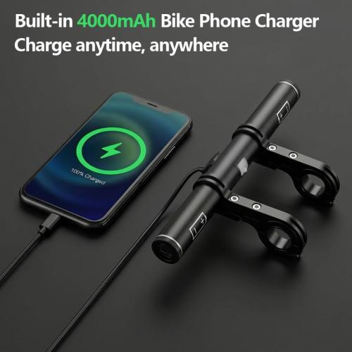 Redcomets USB Rechargeable Bike Handlebar Extender,7.8in Bike Handlebar Extension and Built-in 4000mAh Bike Phone Charger, for Holding Bike Speedometer, Phone Mount Holder and Bike Lights.