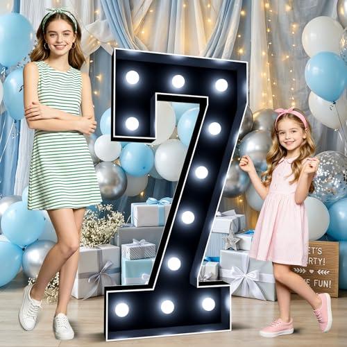 Ledido 4FT Black Marquee Light Up Numbers 7 for 7th 70th Birthday Decor