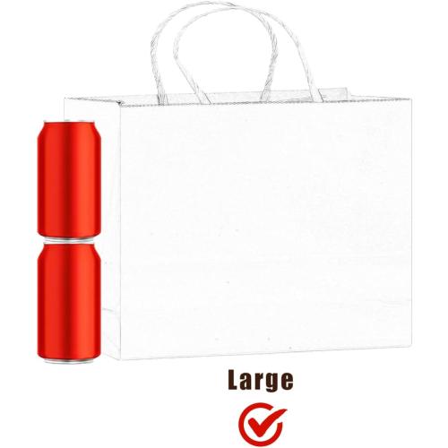 qiqee 100PCS Large Gift Bag with Handles Bulk 13x4.5x10 Gift Bags Kraft Deep Blue Multiple Uses (32x11x25cm,Wide Large)