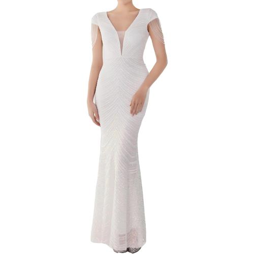 Size XXL houstil Formal Dresses for Women Sequin 1920s Full Length Evening Party Gown Great Gatsby Cocktail Wedding Dress