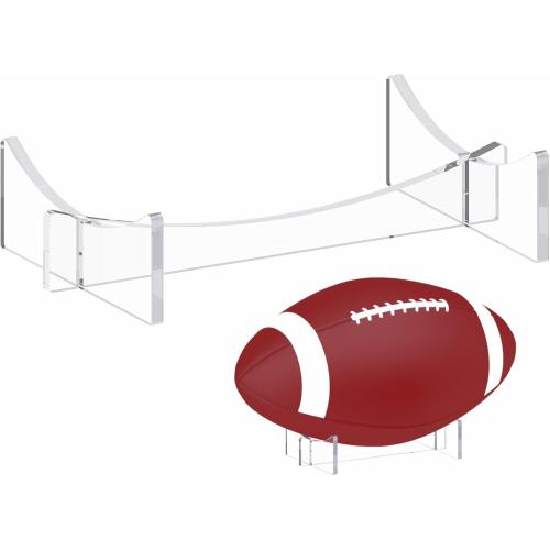 Football Stand Holder, 2-Pack Acrylic Display Stand for Rugby Ball, Clear Rack for Memorial Sports Gloves, 5.9x3.5x1.3 inch