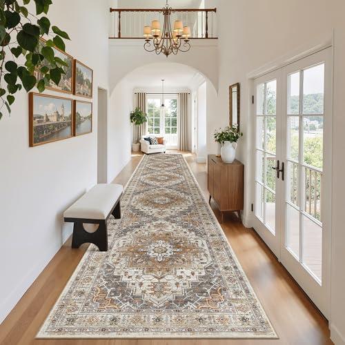 Madane Hallway Runner Rug 2'6''x14' Kitchen Runners Vintage, Turmeric/Grey